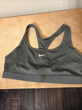Nike Olive Green Racerback Sports Bra with White Swoosh